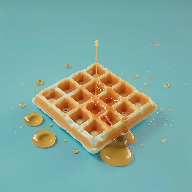 Square Waffle with Dripping Syrup