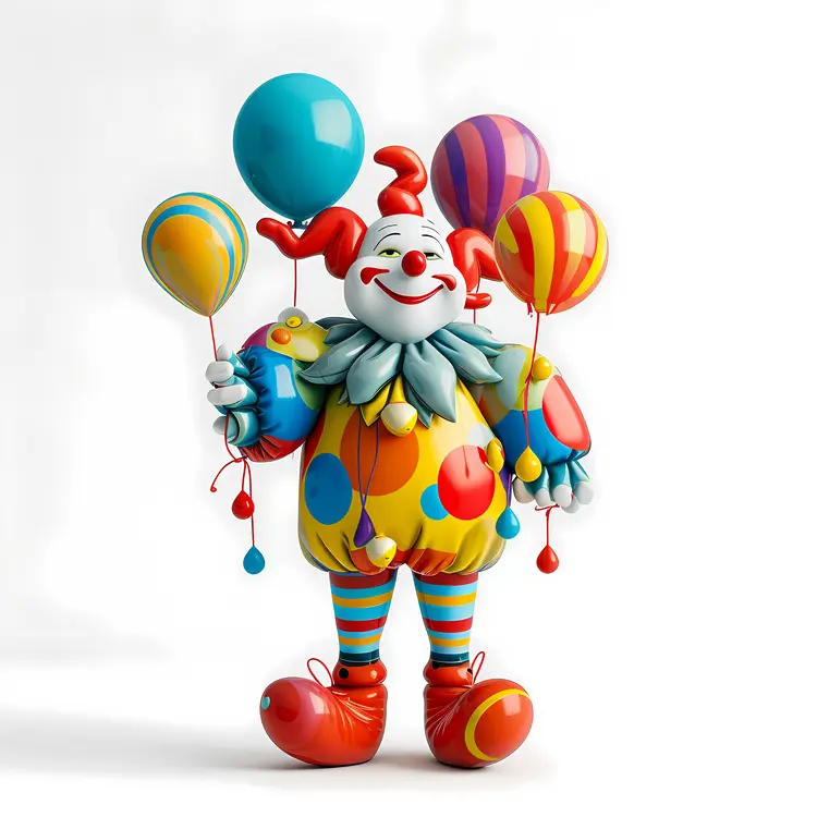 Colorful Clown Holding Balloons