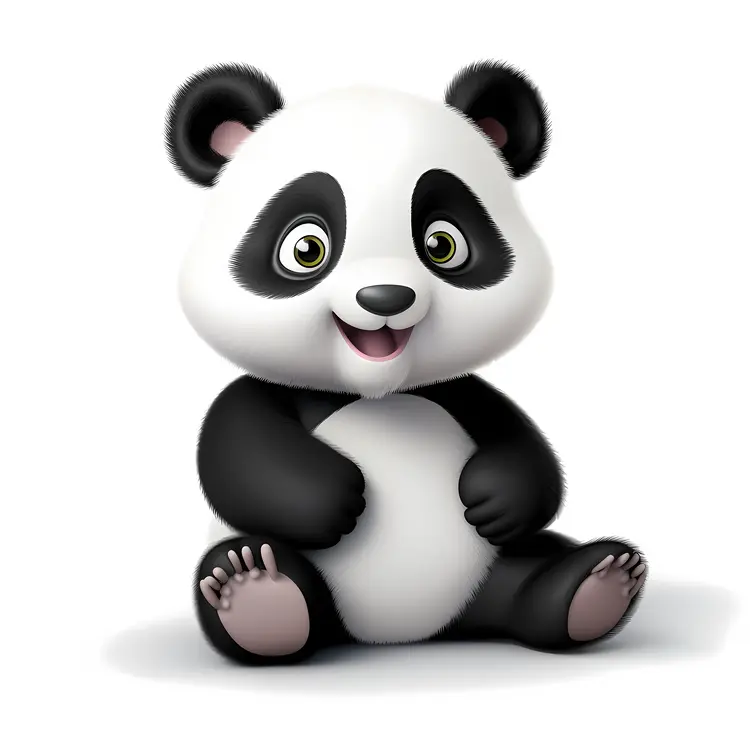 Adorable Sitting Panda Cartoon