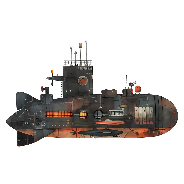 Steampunk Submarine Illustration