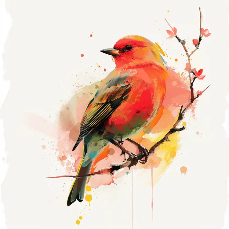 Colorful Bird Perched on Branch