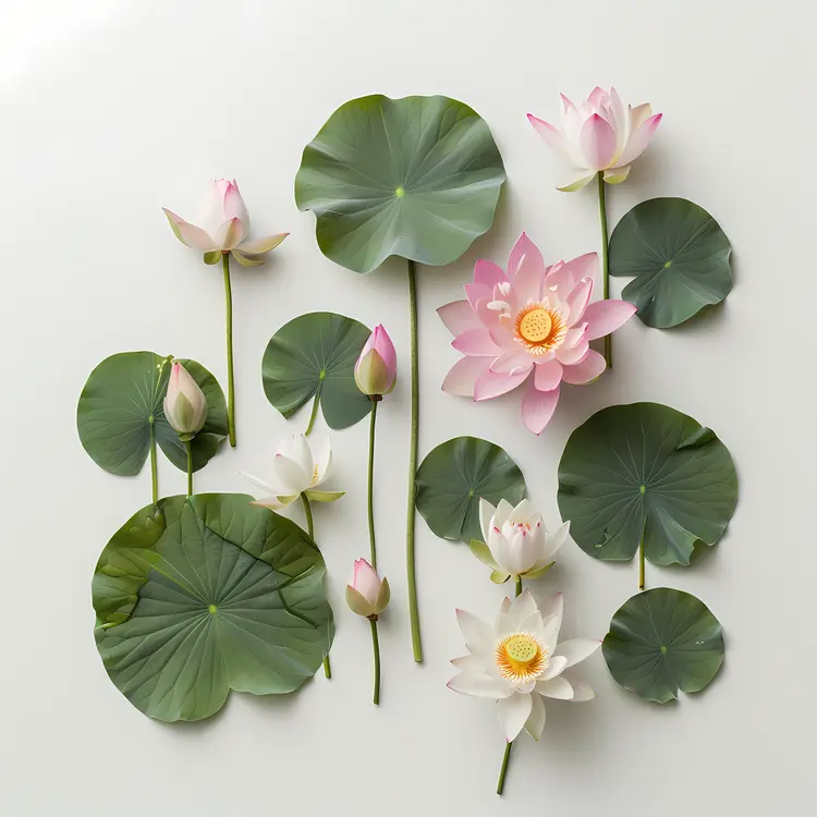 Lotus Flowers and Leaves