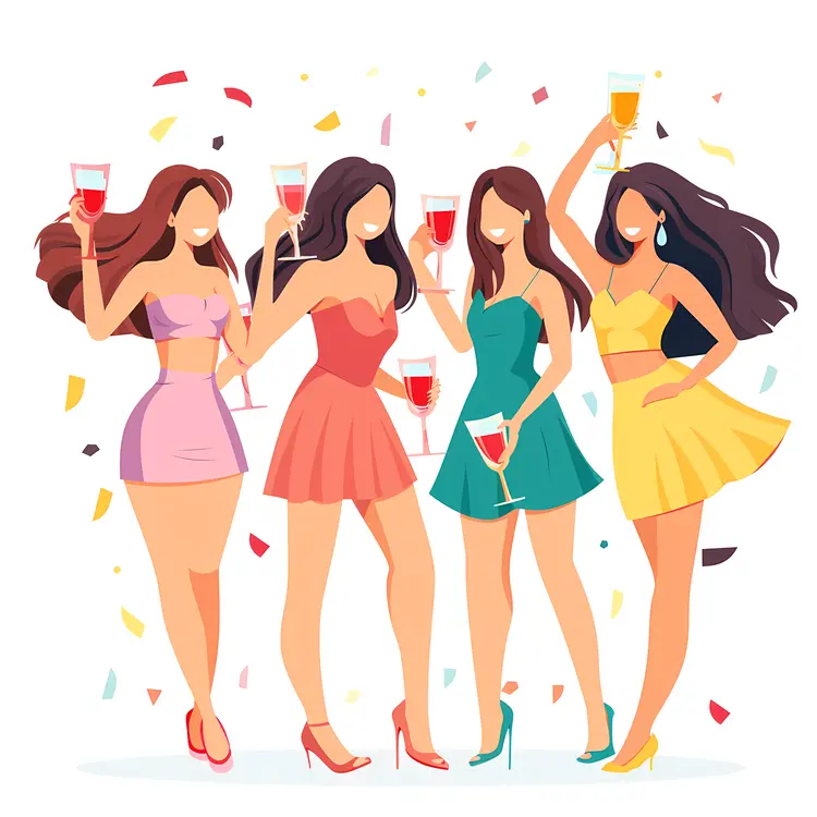 Women Celebrating with Drinks