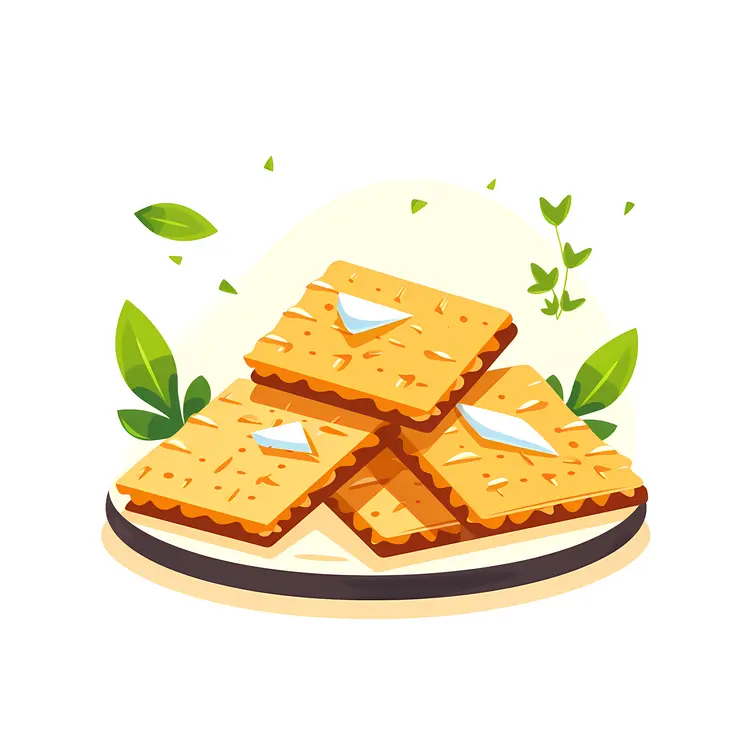Golden Crackers on a Plate