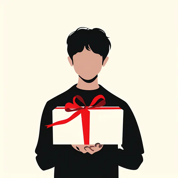 Person Holding Gift Box with Red Ribbon