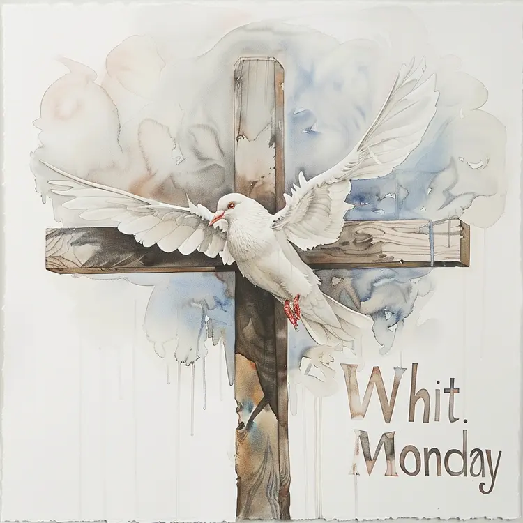 Whit Monday Cross with Dove Illustration