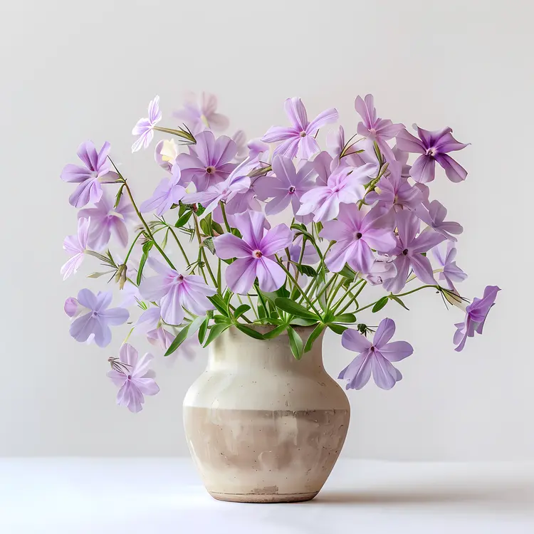 Purple Flowers in a Ceramic Vase
