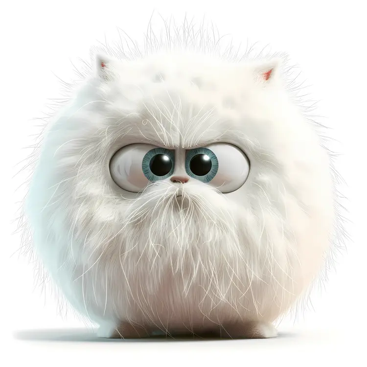 Cute White Fluffy Character with Big Eyes