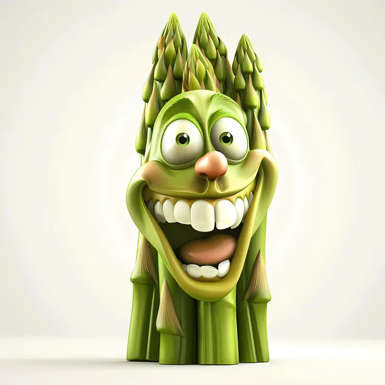 Smiling Asparagus Cartoon Character