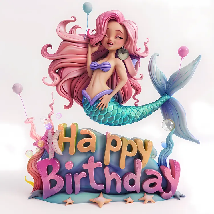 Mermaid Happy Birthday Card