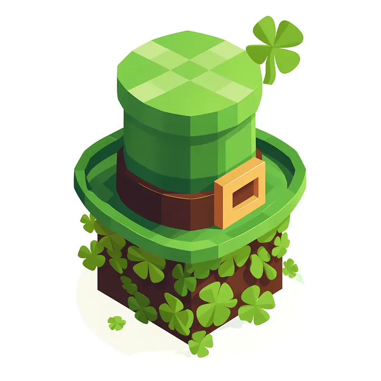 Green Leprechaun Hat with Clovers