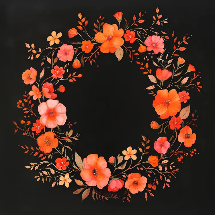 Elegant Floral Wreath with Orange Flowers