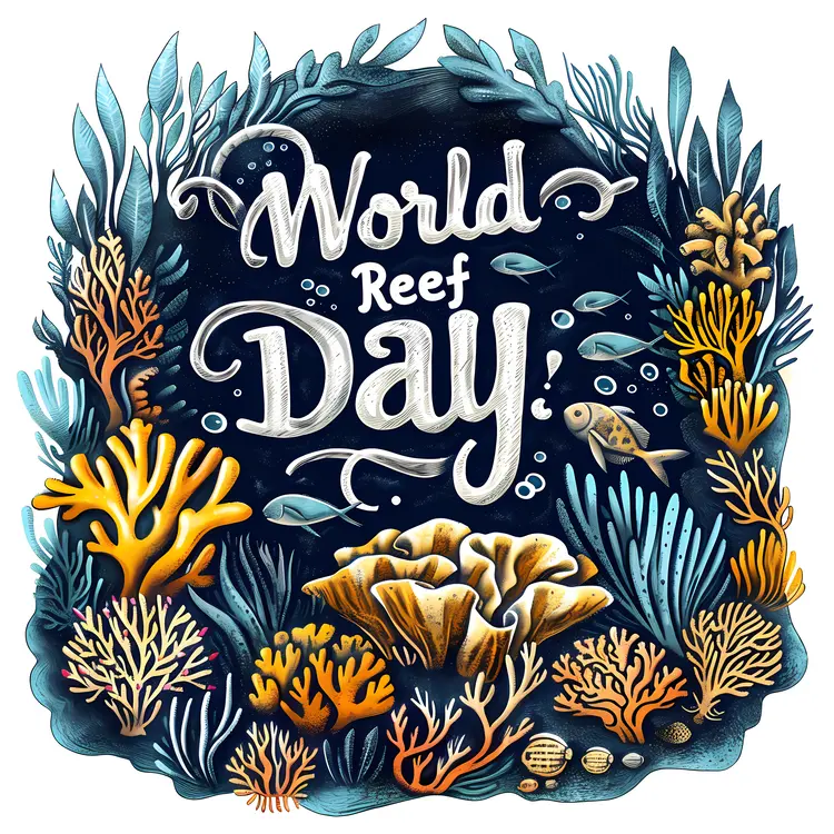 World Reef Day with Detailed Coral Illustration