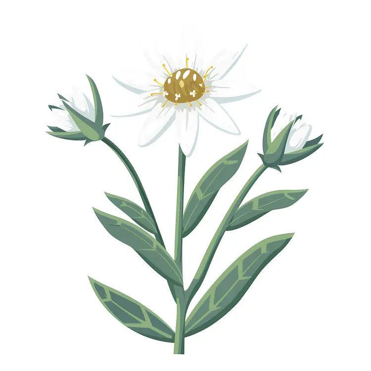 Delicate White Flowers with Green Leaves