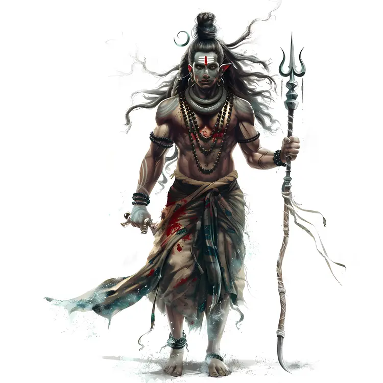 Warrior Figure with Trident and Beads