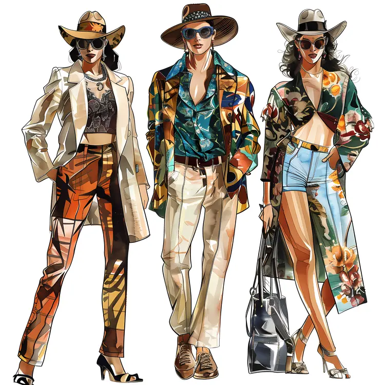 Fashionable Group in Stylish Outfits