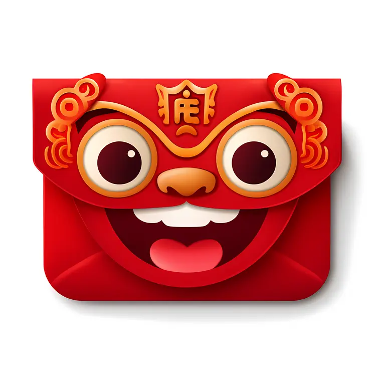 Red Envelope with Lion Face for Chinese New Year