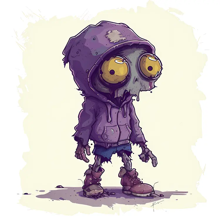 Cute Zombie in Purple Hoodie
