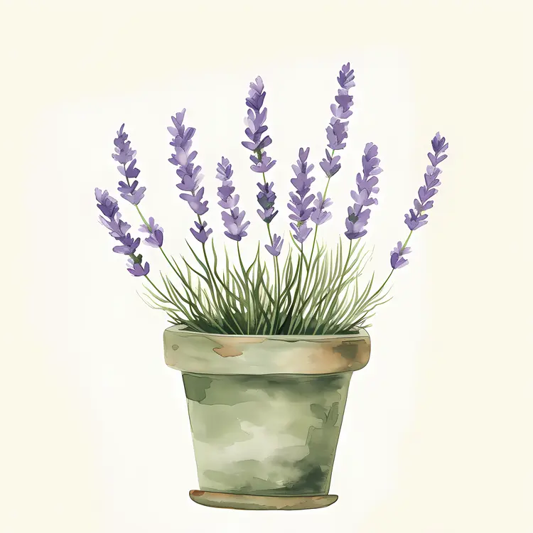 Lavender Plant in a Pot Illustration