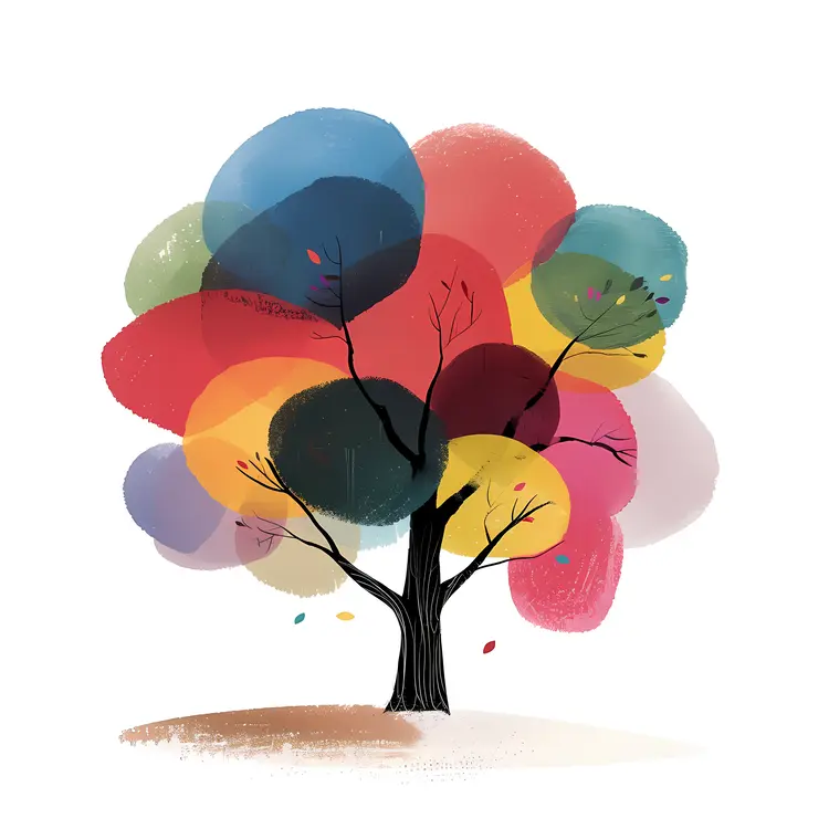 Abstract Colorful Tree with Round Leaves