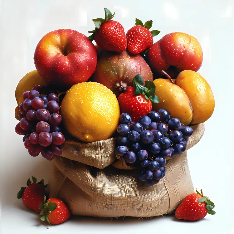 Vibrant Fruit Basket with Strawberries and Grapes