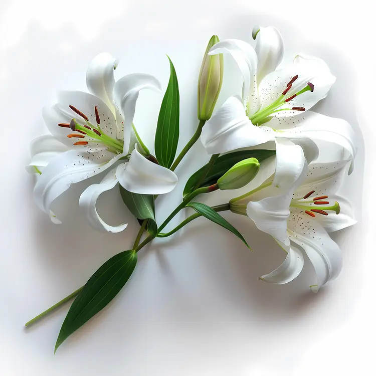 White Lilies with Green Leaves