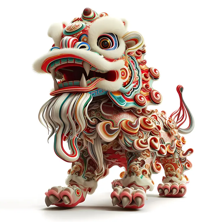 Intricate Traditional Lion Dance Figure