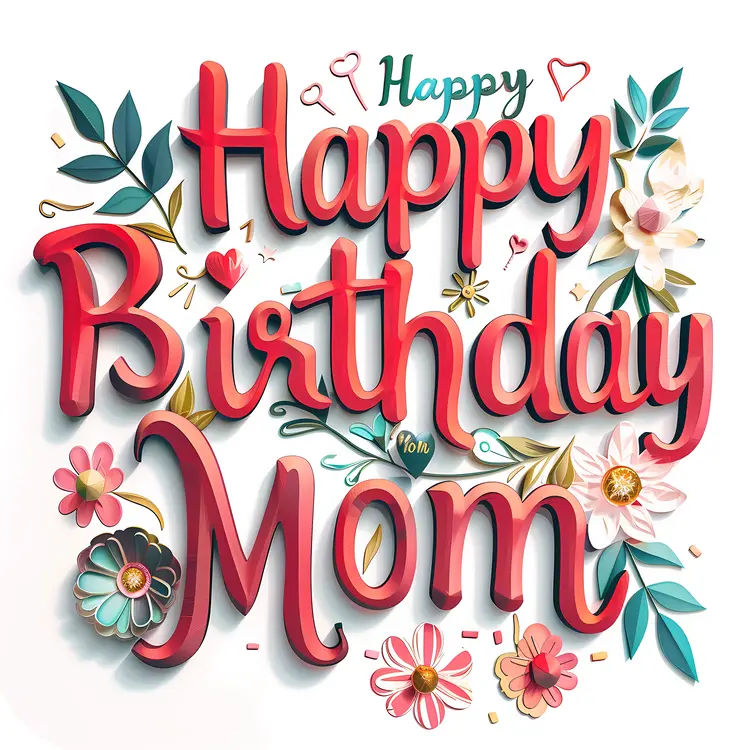 Floral Happy Birthday Mom Card
