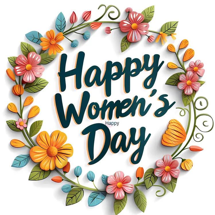 Happy Women's Day with Colorful Floral Design