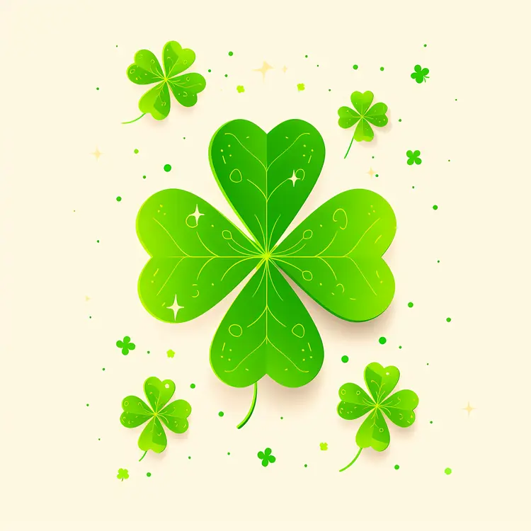 Green Clover Plant with Sparkles