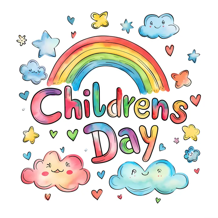 Happy Clouds and Rainbow for Children's Day