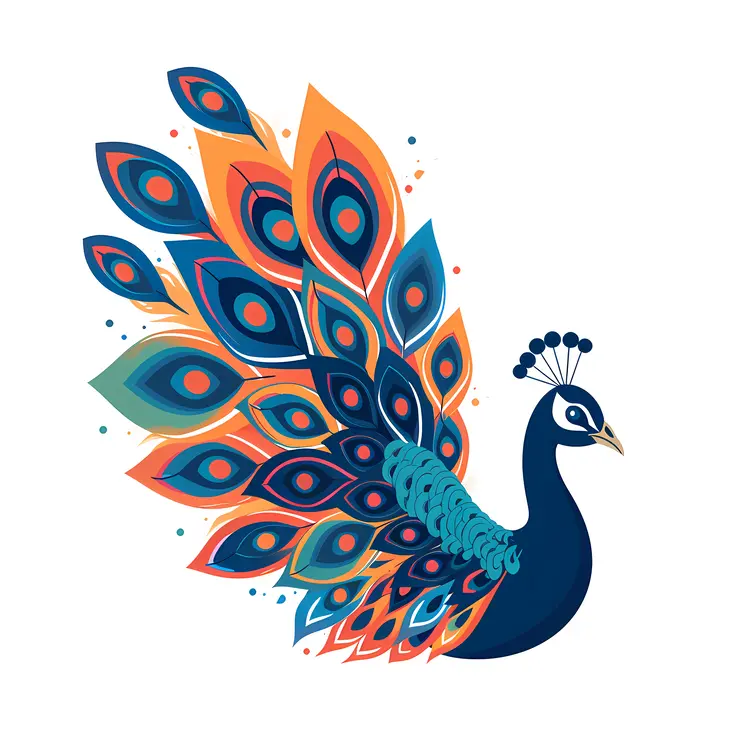 Stylized Peacock with Artistic Feathers