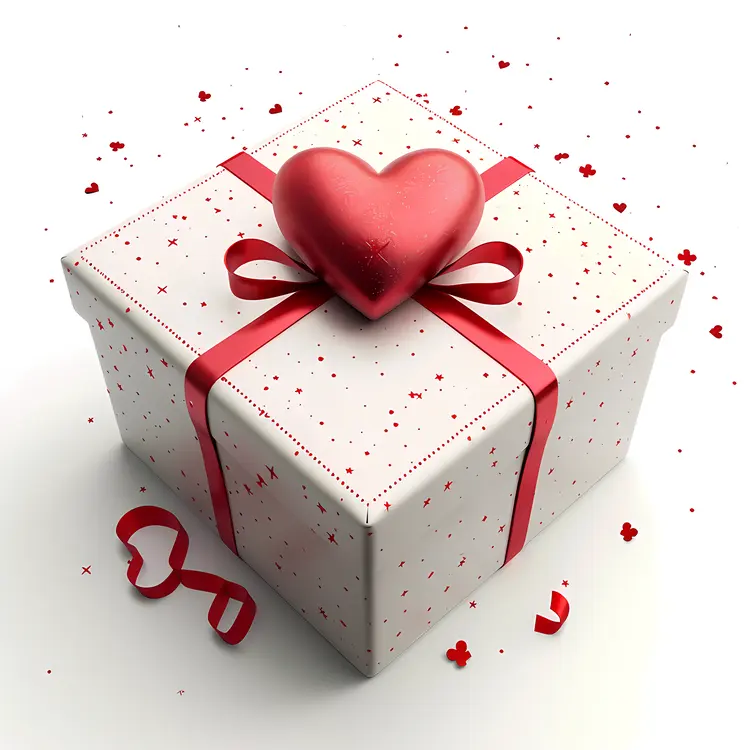Romantic Gift Box with Heart and Ribbon