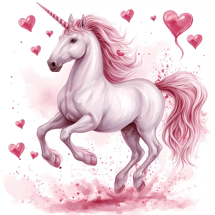 Running Unicorn with Hearts
