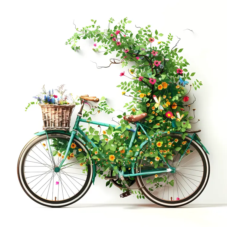 Bicycle with Flowers in Basket
