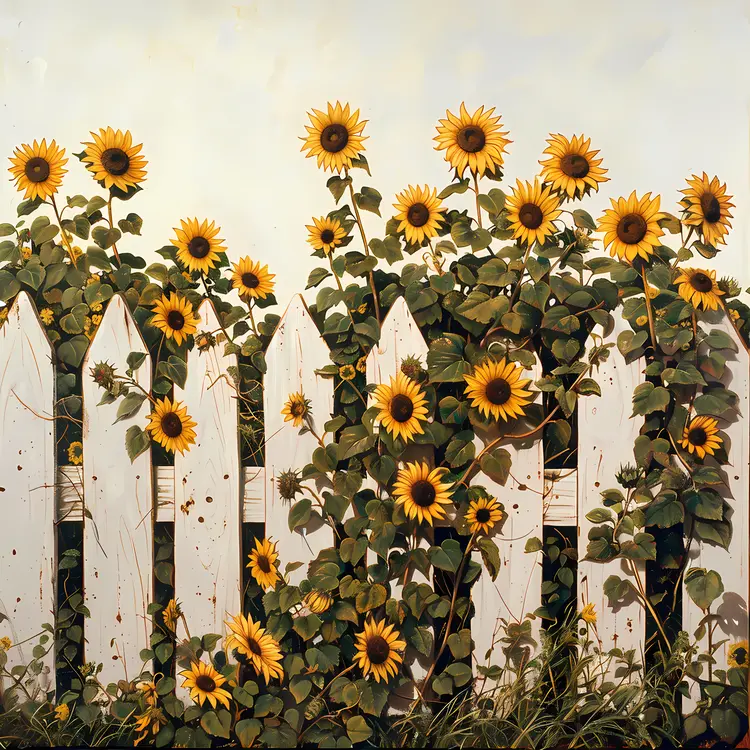 Sunflowers by the Fence