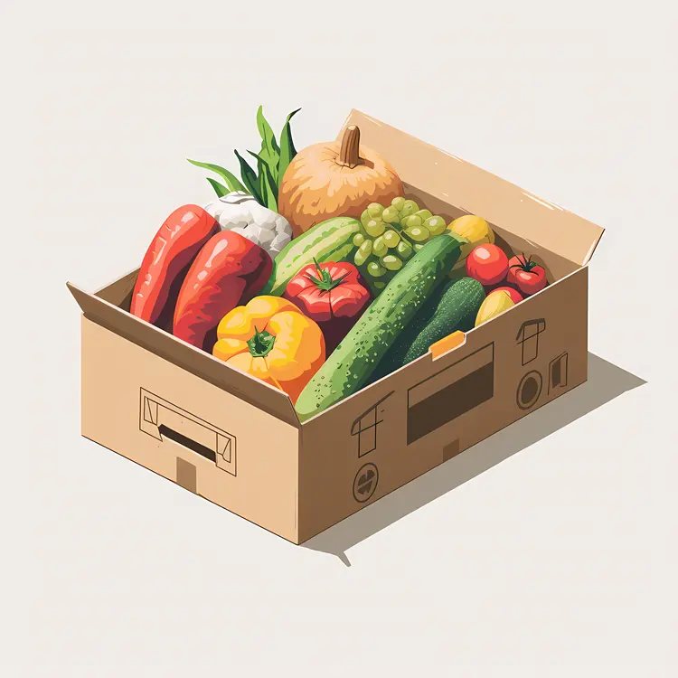 Box of Fresh Fruits and Vegetables