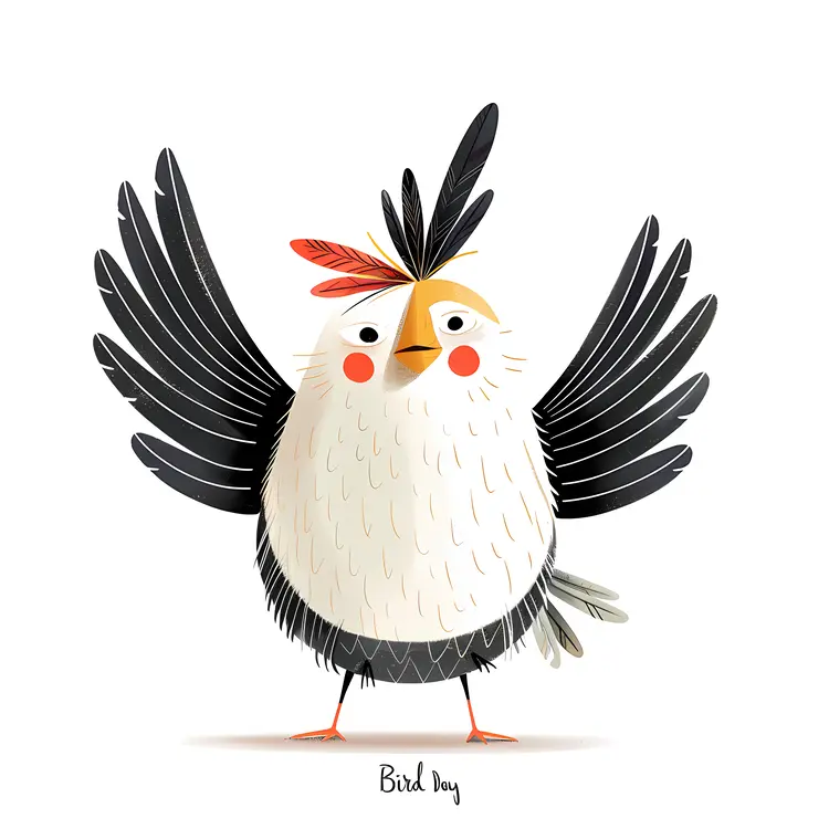 Cartoon Bird with Spread Wings