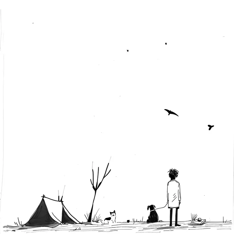 Minimalist Camping Scene