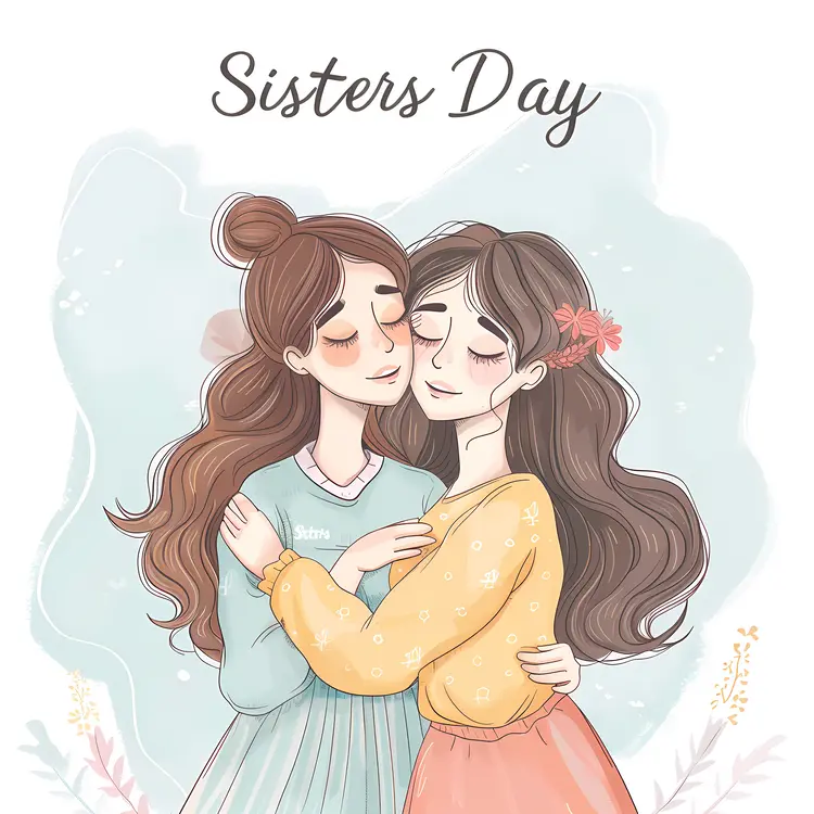 Hugging Sisters Celebrating Sisters Day