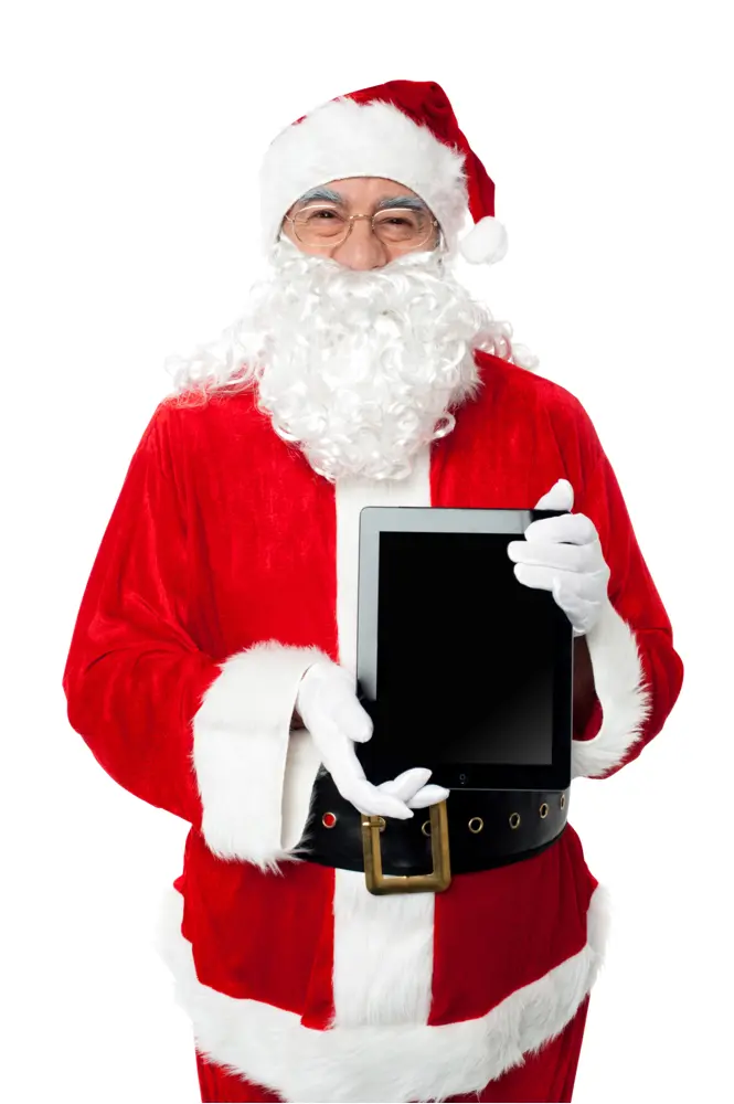 Santa Claus Holding Tablet