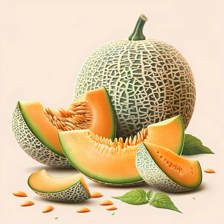 Fresh Cantaloupe Melon Slices