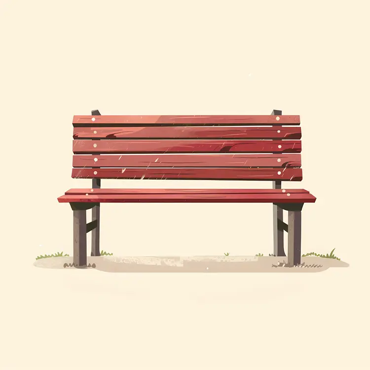 Red Wooden Park Bench