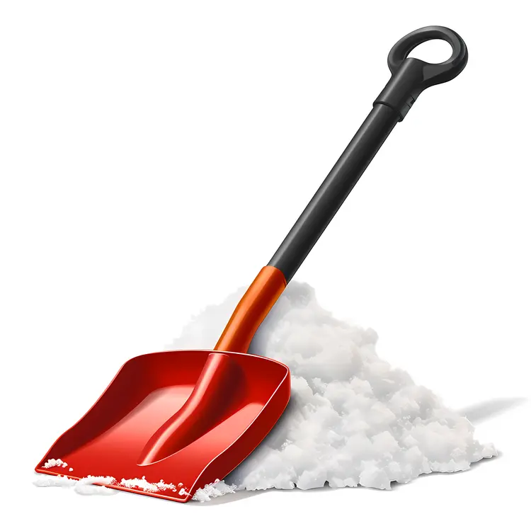 Red Snow Shovel in Snow Pile