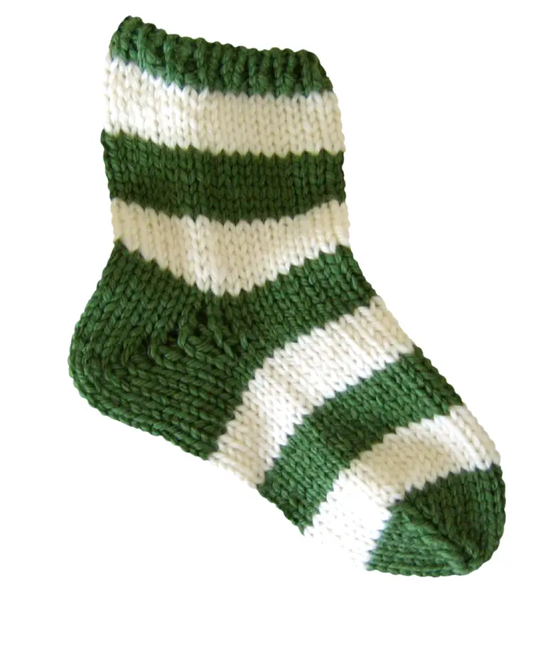 Green and White Striped Sock