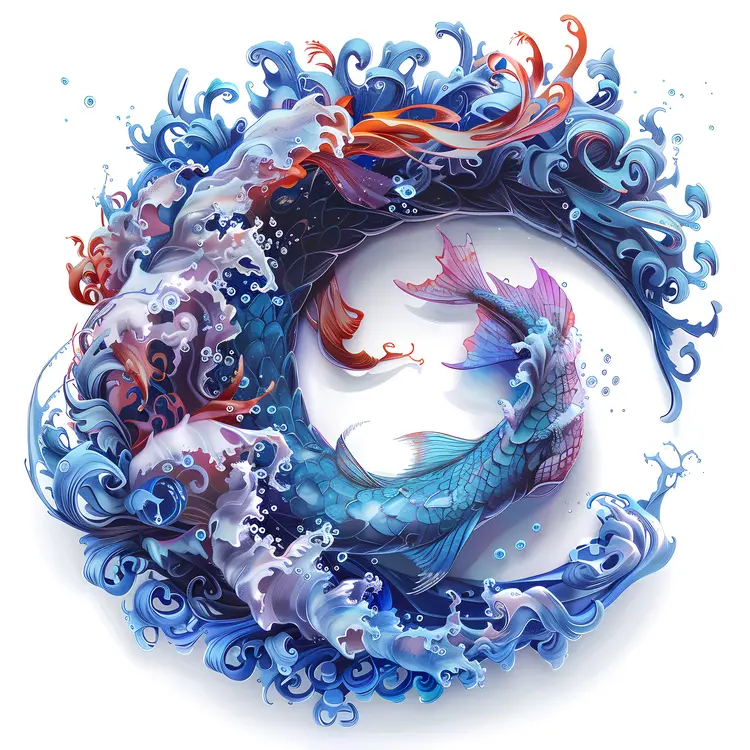 Colorful Fish in Ocean Waves