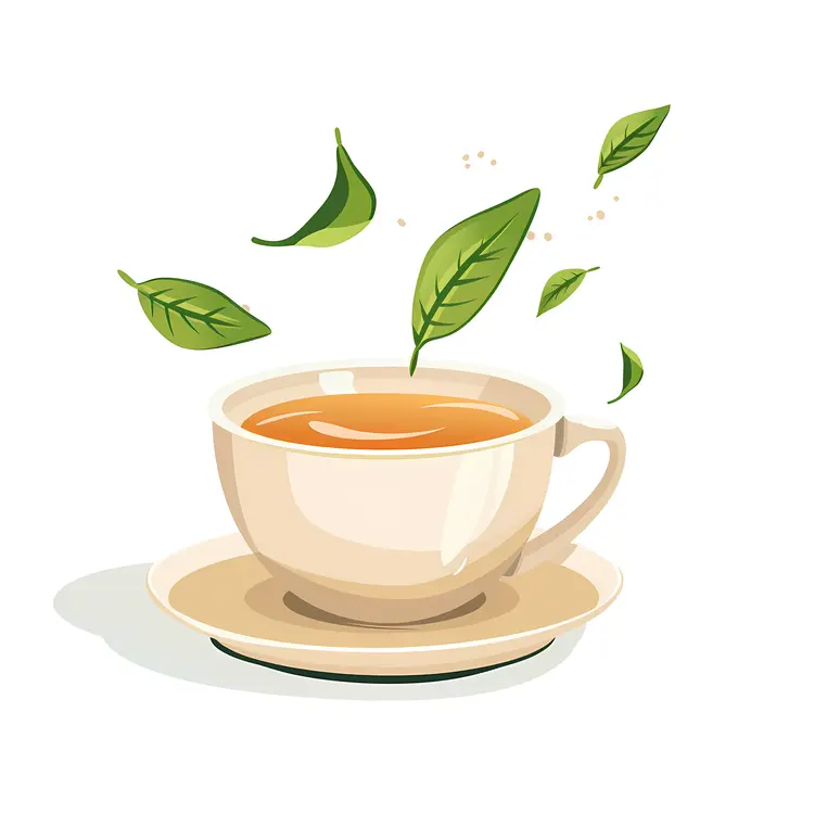Tea Cup with Floating Leaves