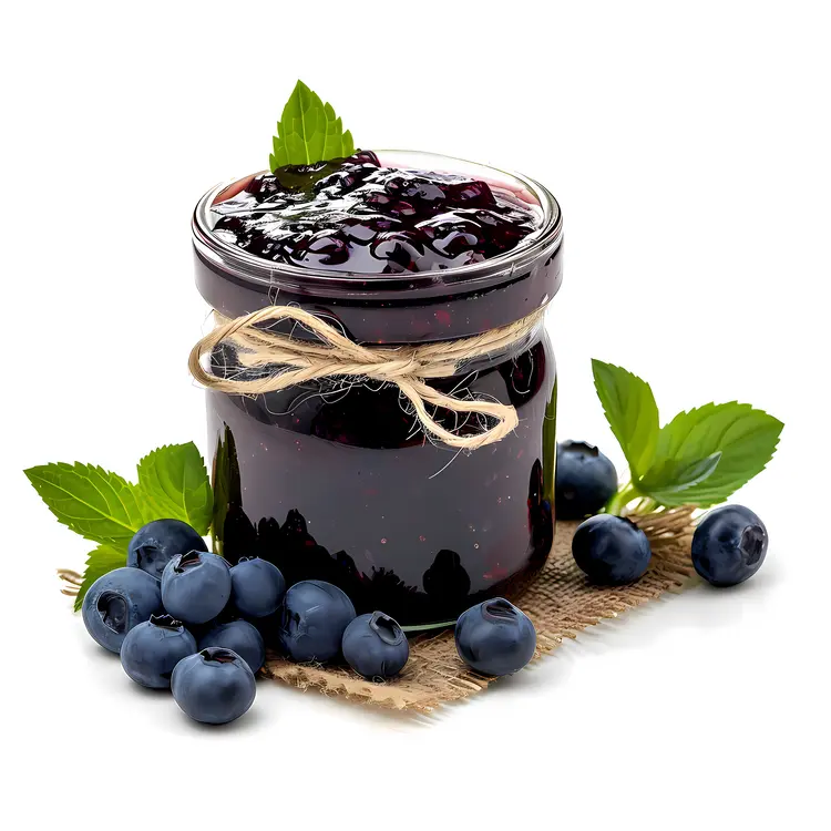 Jar of Blueberry Jam with Fresh Blueberries
