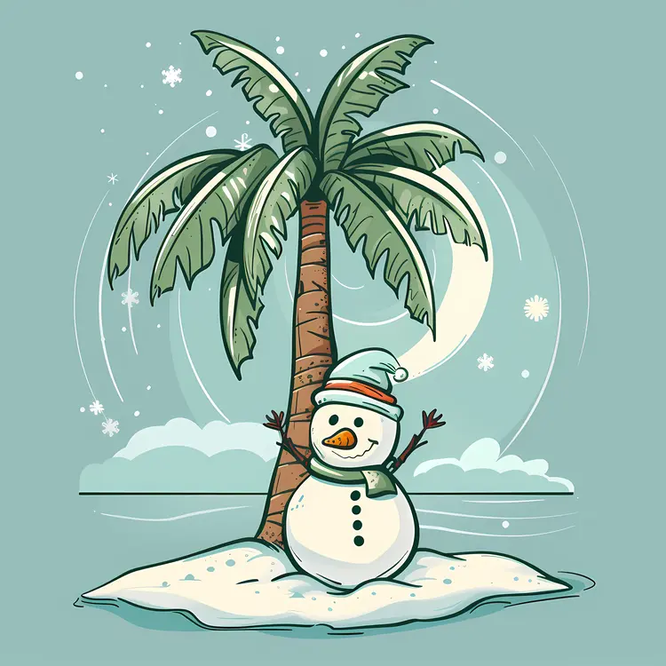 Snowman on a Tropical Beach