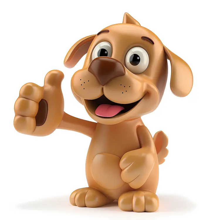 Happy Brown Cartoon Dog Giving Thumbs Up